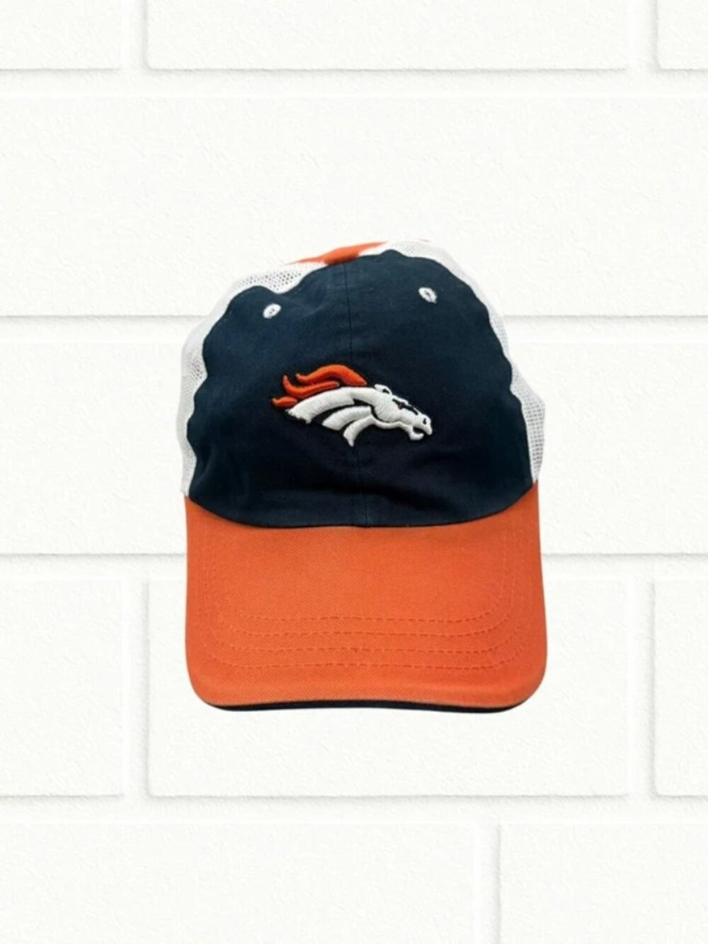 NFL Denver Broncos Mesh Back Baseball Cap Adjustable Orange Navy Unisex Retro